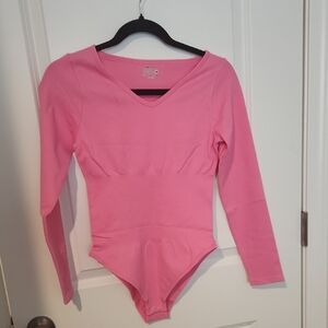 Elegant Pink V-Neck Bodysuit